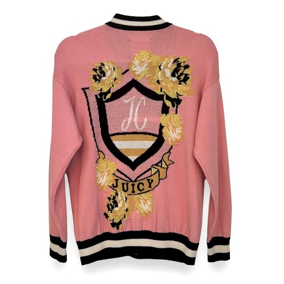 RARE! Juicy Couture Cashmere Wool Letterman Style Oversized Cardigan Sweater XS - Picture 4 of 9